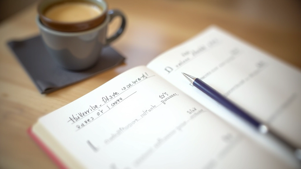 Tagesplaner mit eingetragenen Werten und Entscheidungskriterien für den Tag