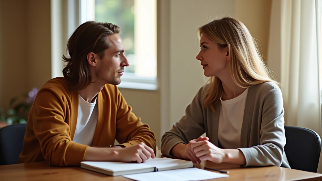 Personen im Gespräch reflektieren über ihre Werte und Leitbilder in entspannter Umgebung